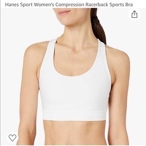 Hanes White Racerback Sports Bra